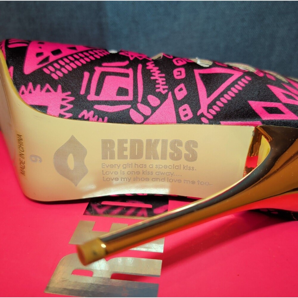 RedKiss Summerdance High Heels Size 9 Pink Black Caged Booties Stiletto Boxed - Picture 4 of 16